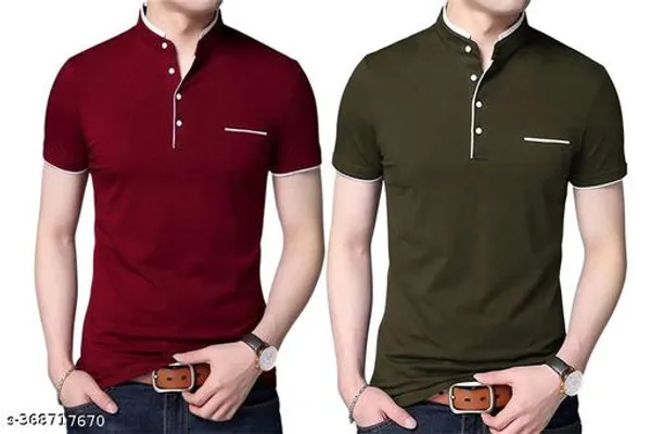 Maroon_And_Olive_Cotton_Regular_Fit_T_Shirt_For_Men_Pack_Of_2