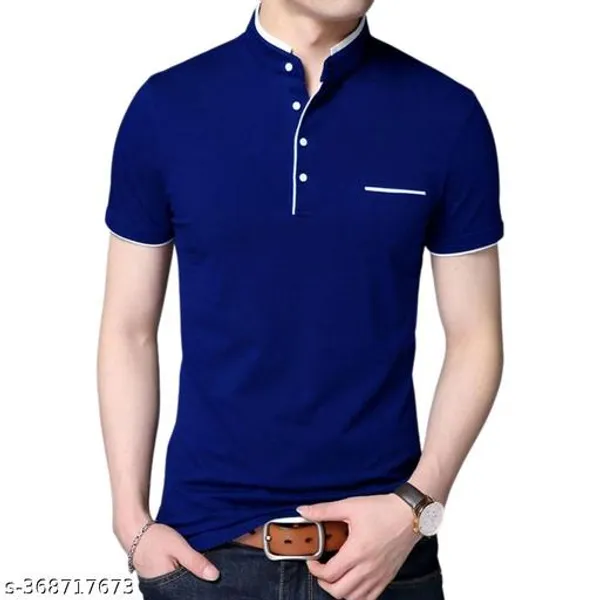 Royal_Blue_And_Black_Cotton_Regular_Fit_T_Shirt_For_Men_Pack_Of_2