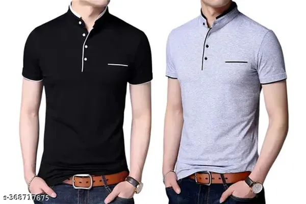 Lets_Shine_Charming_T_Shirts_For_Men_N_Boys_For_Regular_Casual_Formal_And_Partywear_Combo_Pack_Of_2_Black_Grey