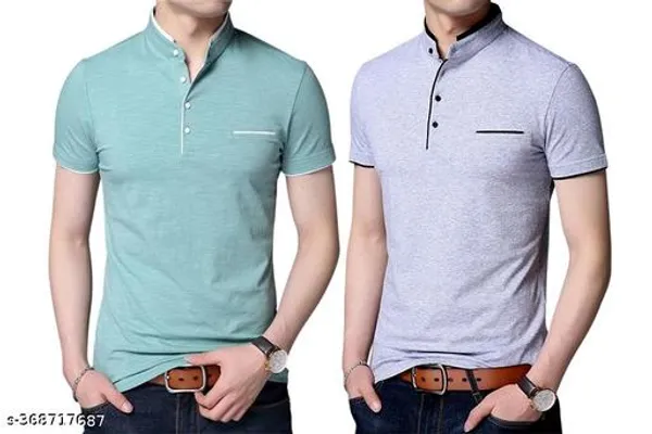 Grey_Sea_Green_Cotton_Casual_T-Shirt_Combo_Pack_Of_2_For_Men