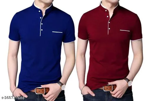 Lets_Shine_Charming_T_Shirts_For_Men_And_Boys_For_Regular_Casual_Official_Formal_And_Partywear_Combo_Pack_Of_2_(Royal_Blue_And_Maroon)
