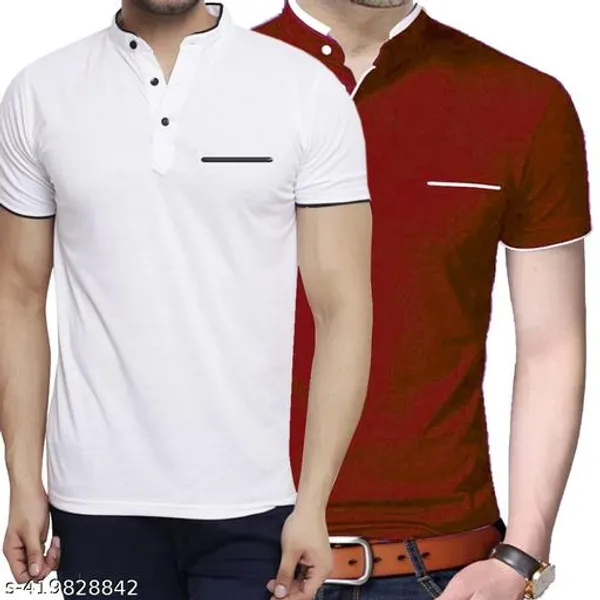 Lets_Shine_Charming_T_Shirts_For_Men_And_Boys_For_Regular_Casual_Official_Formal_And_Partywear_Combo_Pack_Of_2_(White_And_Red)