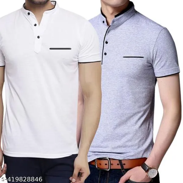 White_And_Grey_Cotton_T_Shirt_For_Men_Pack_Of_2