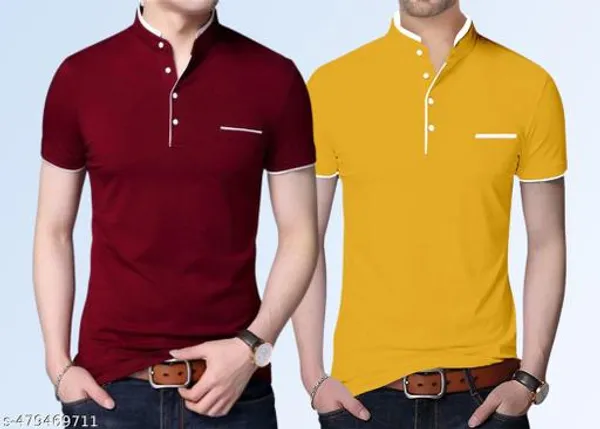 Lets_Shine_Charming_T_Shirts_For_Men_And_Boys_For_Regular_Casual_Official_Formal_And_Partywear_Combo_Pack_Of_2_(Maroon_And_Yellow)