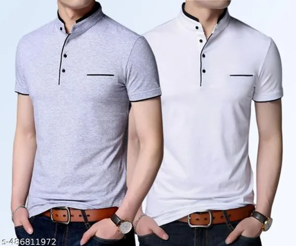 White_Grey_Cotton_T_Shirts_For_Men_Pack_Of_2