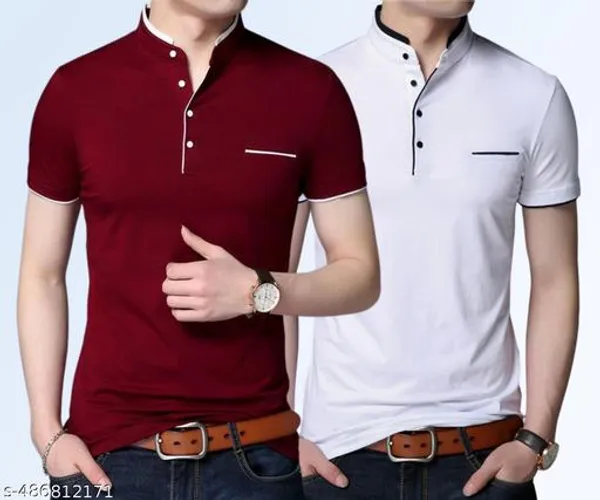 White_And_Maroon_Cotton_Regular_T-Shirt_Combo_Pack_Of_2_For_Men