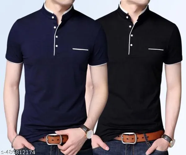 Lets_Shine_Charming_T_Shirts_For_Men_And_Boys_For_Regular_Casual_Official_Formal_And_Partywear_Combo_Pack_Of_2_(Black_And_Navy_Blue)