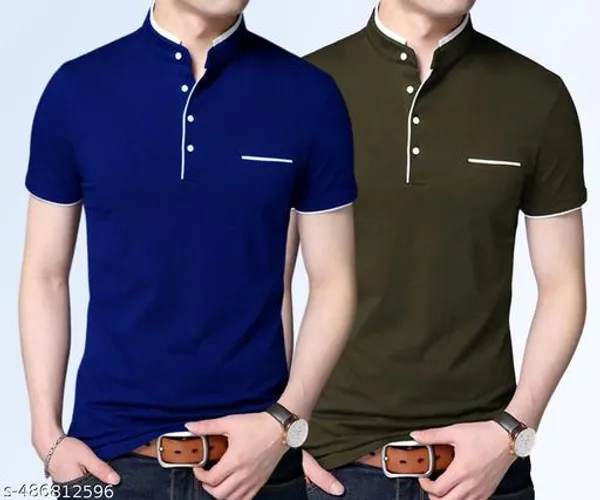 Lets_Shine_Charming_T_Shirts_For_Men_And_Boys_For_Regular_Casual_Official_Formal_And_Partywear_Combo_Pack_Of_2_(Olive_And_Royal_Blue_)
