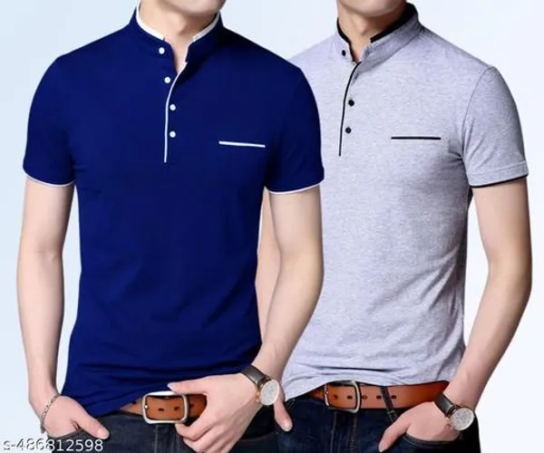 Lets_Shine_Charming_T_Shirts_For_Men_And_Boys_For_Regular_Casual_Official_Formal_And_Partywear_Combo_Pack_Of_2_(Royal_Blue_And_Grey)