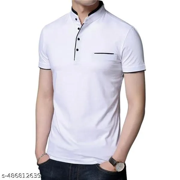 Lets_Shine_Stylish_And_Handsome_Mandarin_Collar_Half_Sleeve_T_Shirt_For_Men_Combo_Pack_Of_2_Colour_Yellow_White
