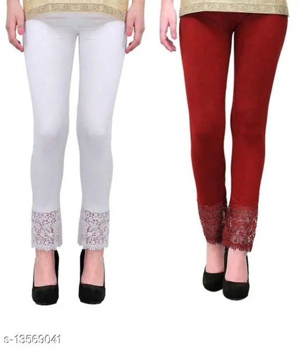 Letsshine_Women_S_Viscose_Rayon_Leggings_With_Lace_Design_Pack_Of_2_Colour_White_Mroon