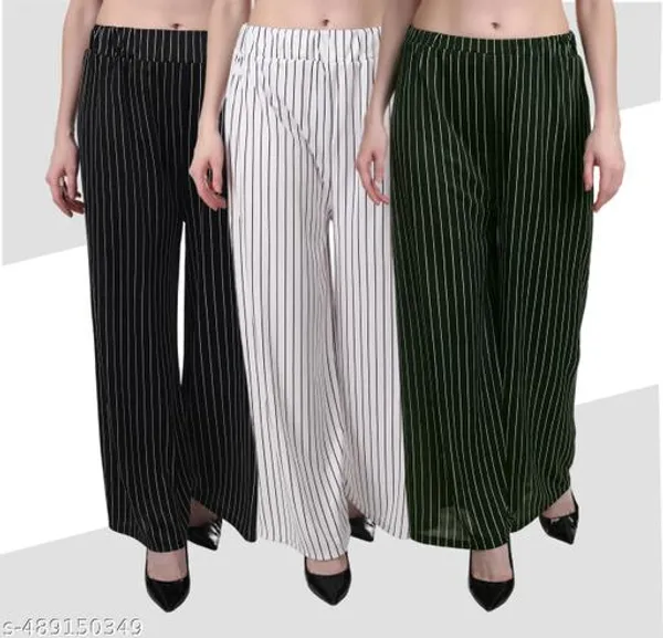 Black_White_Green_Serena_Striped_Palazzo_Combo_For_Women_(Pack_Of_3)