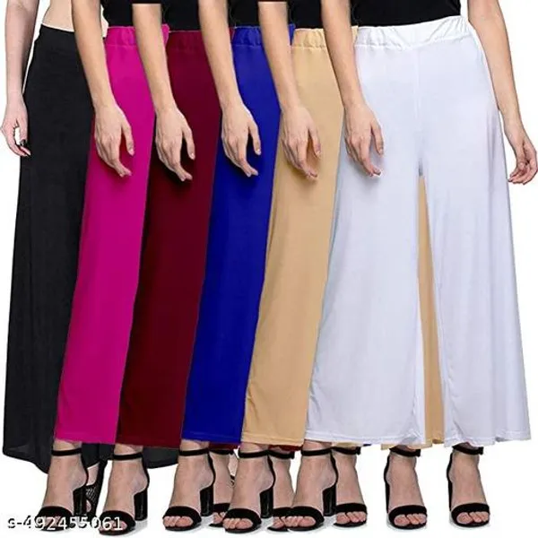 Lets_Shine_Pack_Of_6_Stylish_Palazzo_For_Women_Girls_Colour_Black_Pink_Mroon_Blue_Beige_White