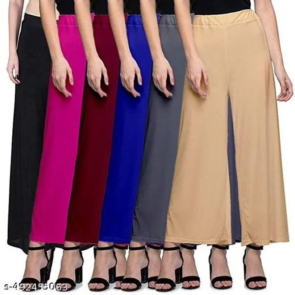 Lets_Shine_Pack_Of_6_Stylish_Palazzo_For_Women_Girls_Colour_Black_Pink_Mroon_Blue_Grey_Beige