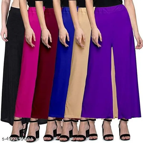 Lets_Shine_Pack_Of_6_Stylish_Palazzo_For_Women_Girls_Colour_Black_Pink_Mroon_Blue_Beige_Purple