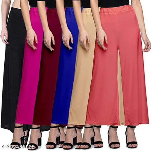 Lets_Shine_Pack_Of_6_Stylish_Palazzo_For_Women_Girls_Colour_Black_Pink_Mroon_Blue_Beige_Coral