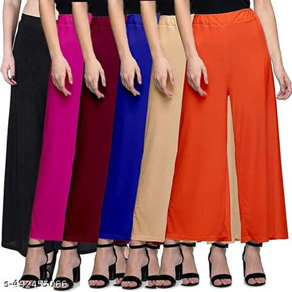 Lets_Shine_Pack_Of_6_Stylish_Palazzo_For_Women_Girls_Colour_Black_Pink_Mroon_Blue_Beige_Orange