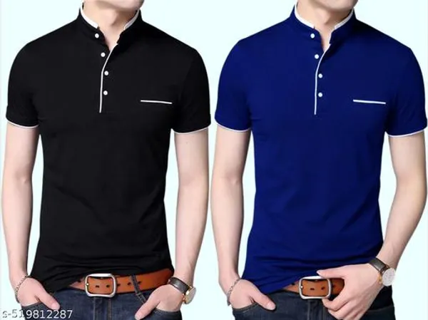 Lets_Shine_Charming_T_Shirts_For_Men_And_Boys_For_Regular_Casual_Official_Formal_And_Partywear_Combo_Pack_Of_2_(Black_And_Royal_Blue)