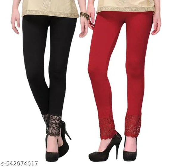 Black_Maroon_Viscose_Lace_Legging_Pack_Of_2_For_Women