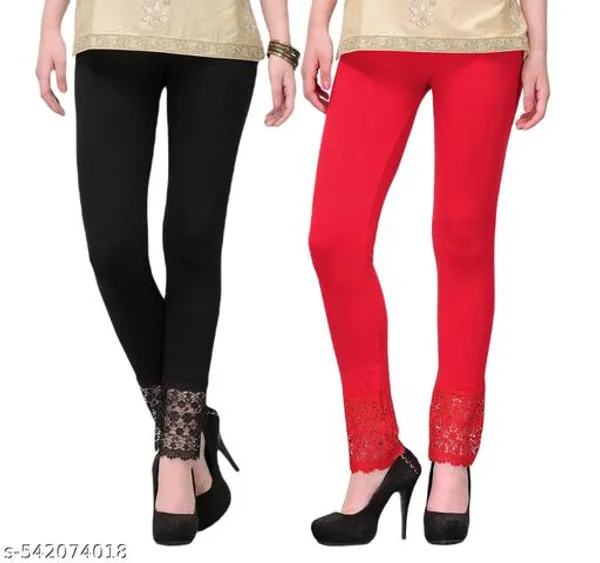 Letsshine_Women_S_Viscose_Rayon_Leggings_With_Lace_Design_Pack_Of_2_Colour_Black_Red