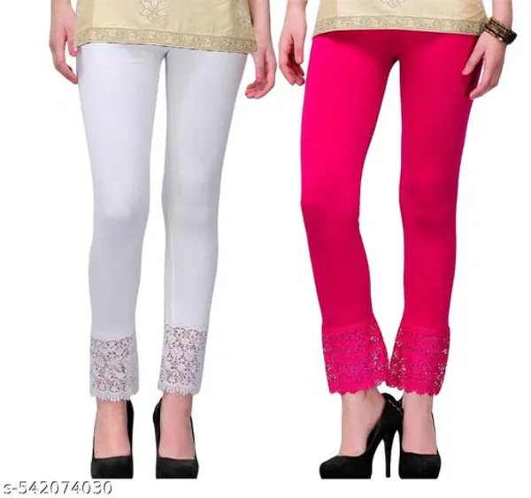 White_And_Pink_Viscose_Lace_Legging_For_Women_Pack_Of_2