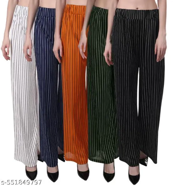 Lets_Shine_Pack_Of_5_Parallel_Striped_Palazzo_Pant_For_Women_Girls_Colour_Black_Green_Yellow_Navyblue_White
