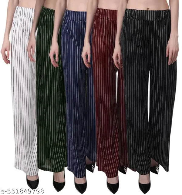 Lets_Shine_Pack_Of_5_Parallel_Striped_Palazzo_Pant_For_Women_Girls_Colour_Black_Mroon_Navyblue_Green_White