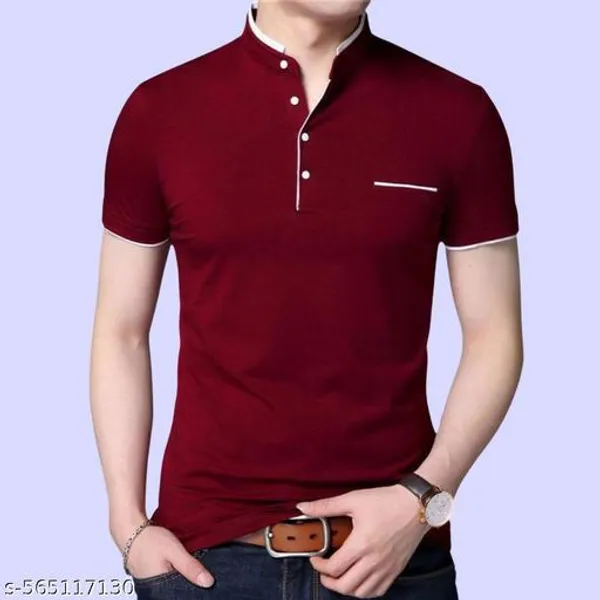 Lets_Shine_Charming_T_Shirts_For_Men_And_Boys_For_Regular_Casual_Official_Formal_And_Partywear_Combo_Pack_Of_2_(Olive_And_Maroon)