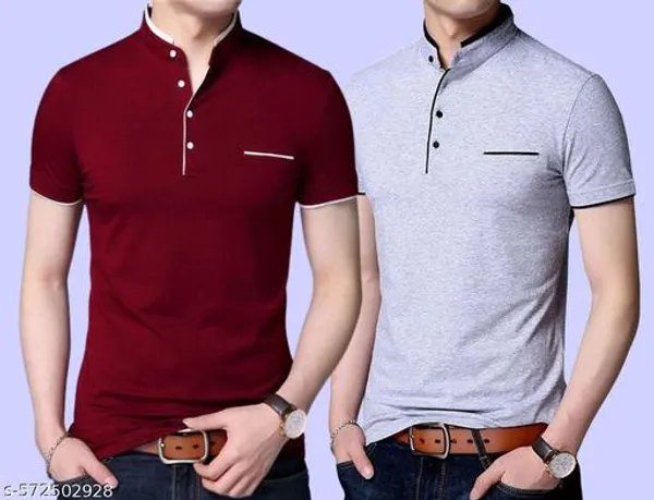 Lets_Shine_Charming_T_Shirts_For_Men_And_Boys_For_Regular_Casual_Official_Formal_And_Partywear_Combo_Pack_Of_2_(Grey_And_Maroon)