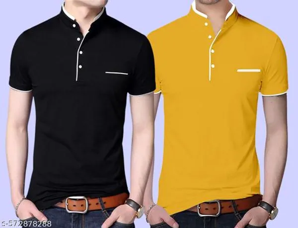 Black_And_Yellow_Cotton_Casual_T-Shirt_For_Men_Pack_Of_2
