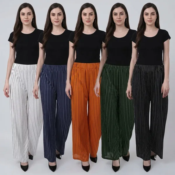 Lets_Shine_Pack_Of_5_Parallel_Striped_Palazzo_Pant_For_Women_Girls_Colour_Black_Green_Yellow_Navyblue_White