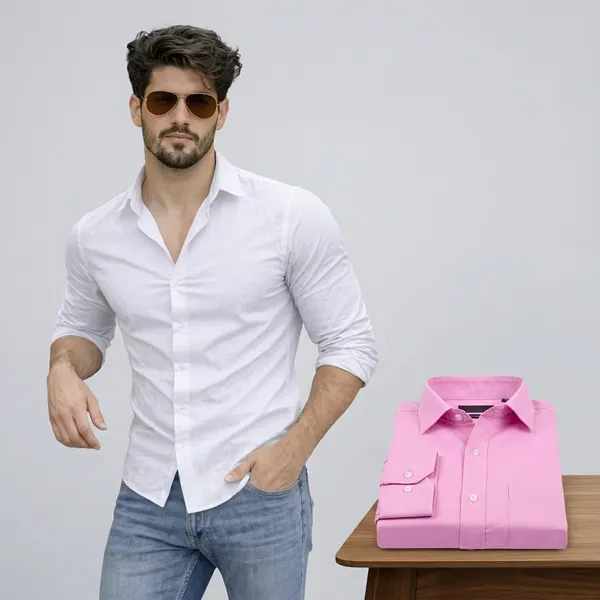 Men_Solid_Casual_Shirt_Pack_Of_2_Full_Sleeve_Regular_Fit_Shirt_For_Men_White_Pink