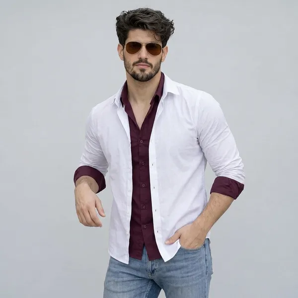 Lets_Shine_Men_Solid_Casual_Shirt_Pack_Of_2_Full_Sleeve_Regular_Fit_Shirt_For_Men_White_Wine