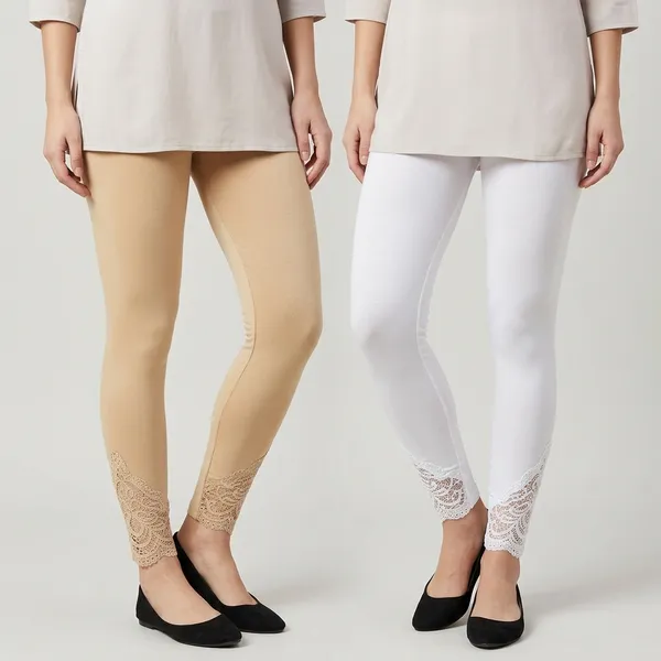 Letsshine_Women_S_Viscose_Rayon_Leggings_With_Lace_Design_Pack_Of_2_Colour_White_Beige