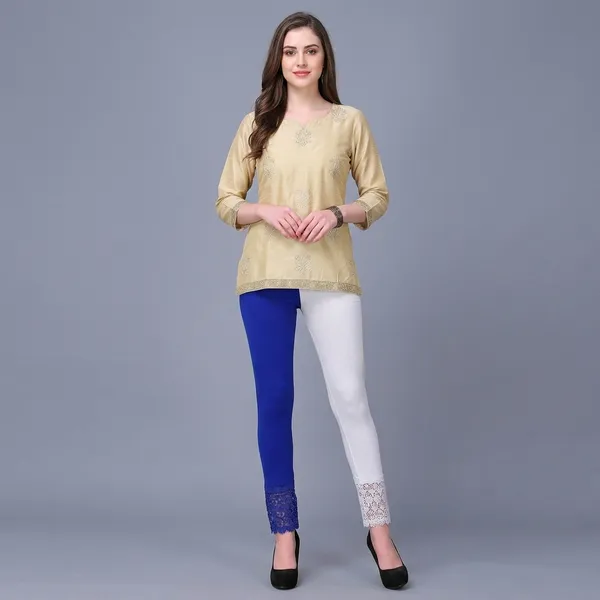 White_And_Blue_Viscose_Lace_Legging_For_Women_(Pack_Of_2)