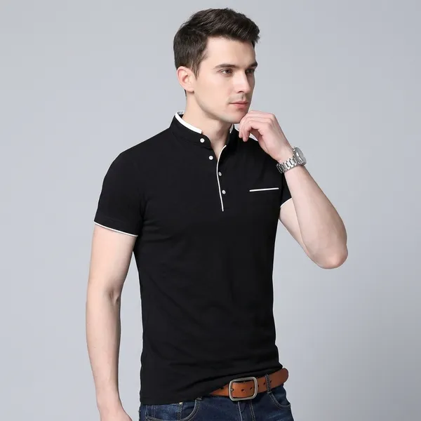Black_And_Sea_Green_Cotton_Mandarin_Collar_T_Shirt_For_Men_Pack_Of_2