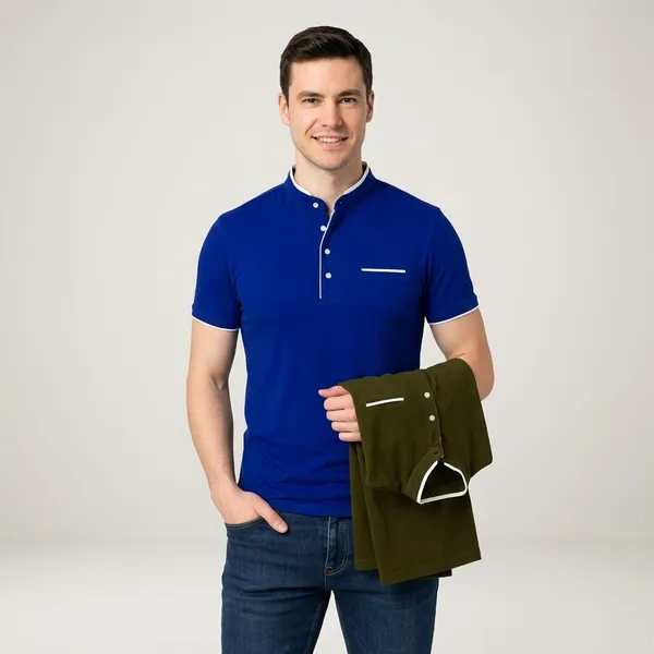 Royal_Blue_And_Olive_Cotton_Casual_T-Shirt_For_Men_Pack_Of_2