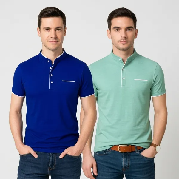 Men_Solid_Mandarin_Collar_T_Shirt_Pack_Of_2_Half_Sleeve_Stylish_Casual_Slim_Fit_T_Shirts_For_Men_Colour_Blue_Seagreen