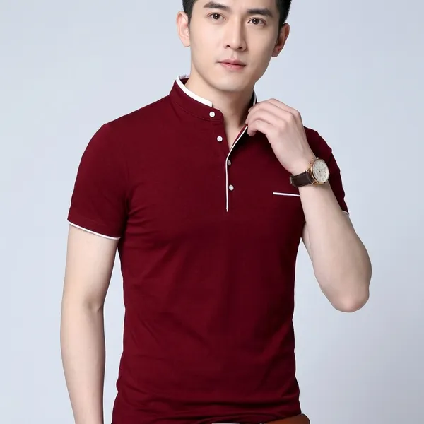 Lets_Shine_Stylish_And_Handsome_Mandarin_Collar_Half_Sleeve_T_Shirt_For_Men_Combo_Pack_Of_2_Colour_Mroon_Black
