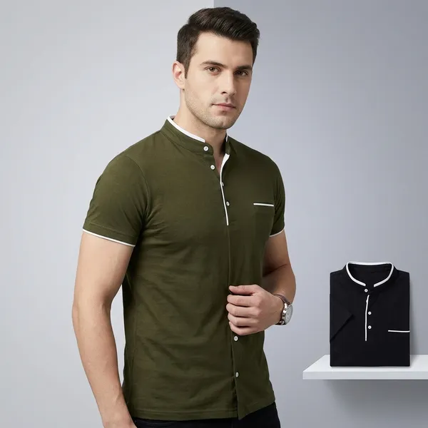 Lets_Shine_Charming_T_Shirts_For_Men_And_Boys_For_Regular_Casual_Official_Formal_And_Partywear_Combo_Pack_Of_2_(Blackandolive)