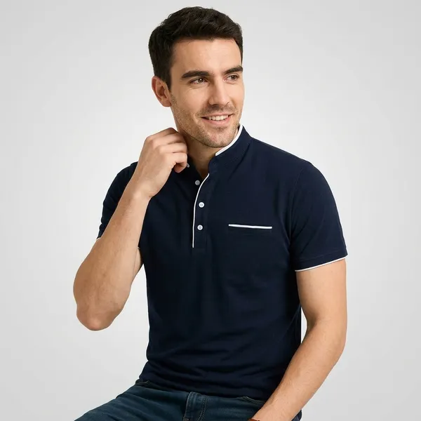 Men_Solid_Mandarin_Collar_T_Shirt_Pack_Of_2_Half_Sleeve_Stylish_Casual_Slim_Fit_T_Shirts_For_Men_Colour_Mroon_Navyblue