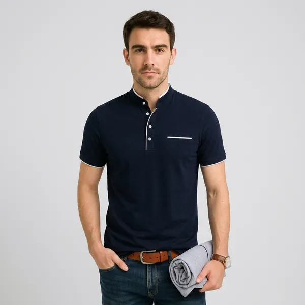 Men_Solid_Mandarin_Collar_T_Shirt_Pack_Of_2_Half_Sleeve_Stylish_Casual_Slim_Fit_T_Shirts_For_Men_Colour_Navyblue_Grey