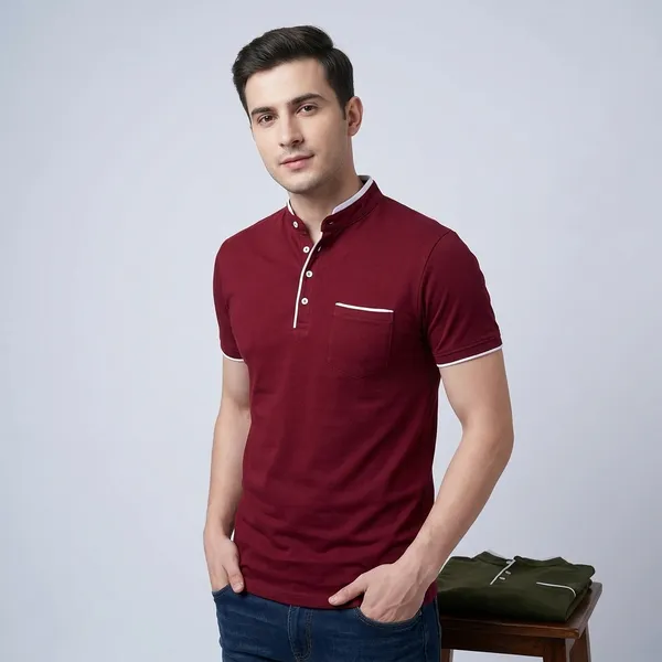 Lets_Shine_Charming_T_Shirts_For_Men_And_Boys_For_Regular_Casual_Official_Formal_And_Partywear_Combo_Pack_Of_2_(Olive_And_Maroon)