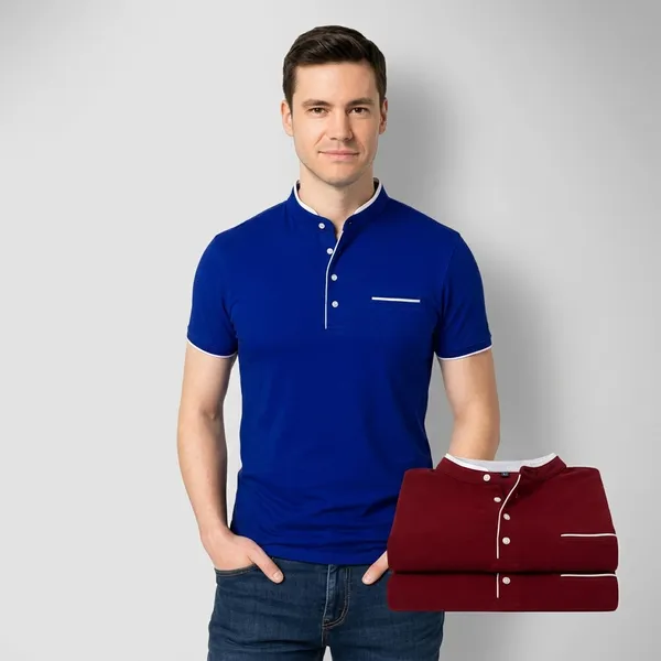 Lets_Shine_Charming_T_Shirts_For_Men_And_Boys_For_Regular_Casual_Official_Formal_And_Partywear_Combo_Pack_Of_2_(Royal_Blue_And_Maroon)