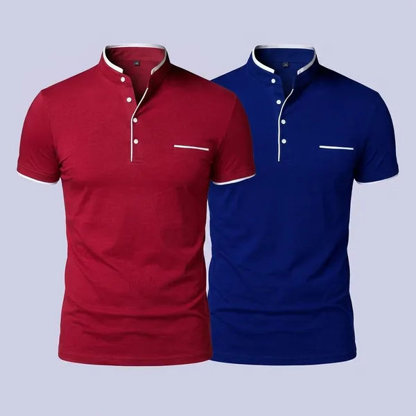 Royal_Blue_And_Red_Cotton_Casual_T-Shirt_For_Men_Pack_Of_2