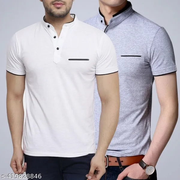 White_And_Grey_Cotton_T_Shirt_For_Men_Pack_Of_2