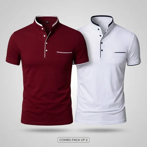 White_And_Maroon_Cotton_Regular_T-Shirt_Combo_Pack_Of_2_For_Men