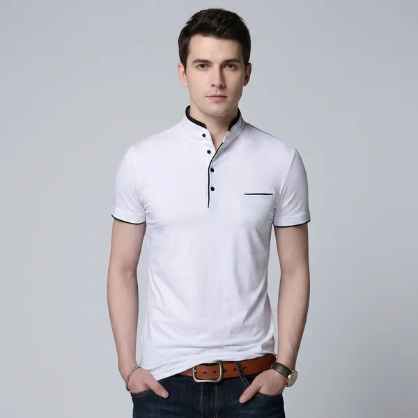 Lets_Shine_And_Handsome_Mandarin_Collar_Half_Sleeve_T_Shirt_For_Men_Used_For_Regular_Formal_Casual_Partywear_With_Combo_Pack_Of_2_Colour_White_Navyblue