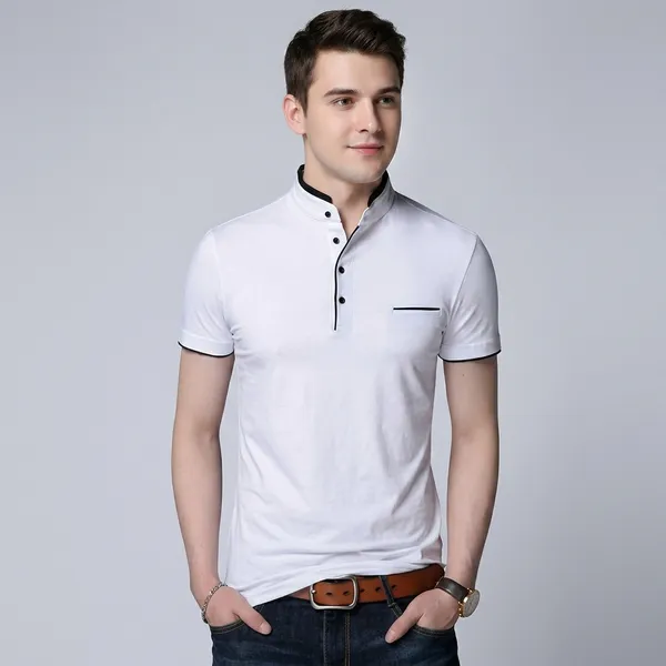 Lets_Shine_And_Handsome_Mandarin_Collar_Half_Sleeve_T_Shirt_For_Men_Used_For_Regular_Formal_Casual_Partywear_With_Combo_Pack_Of_2_Colour_White_Navyblue