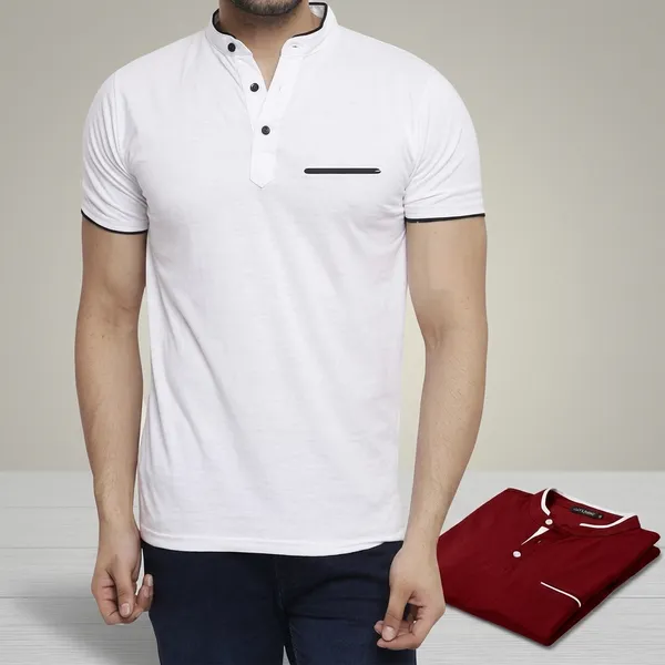 Lets_Shine_Charming_T_Shirts_For_Men_And_Boys_For_Regular_Casual_Official_Formal_And_Partywear_Combo_Pack_Of_2_(White_And_Red)